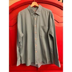 Alan Flusser XL Blue Plaid Button Down Dress Shirt Dressy Casual Not a spot EUC